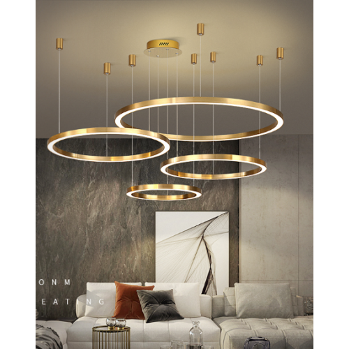 Duża lampa sufitowa Ring złota 120cm 240watt L155